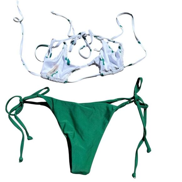 ZAFUL Cactus Print Smocked String Bikini Set Size 4 - Picture 4 of 8
